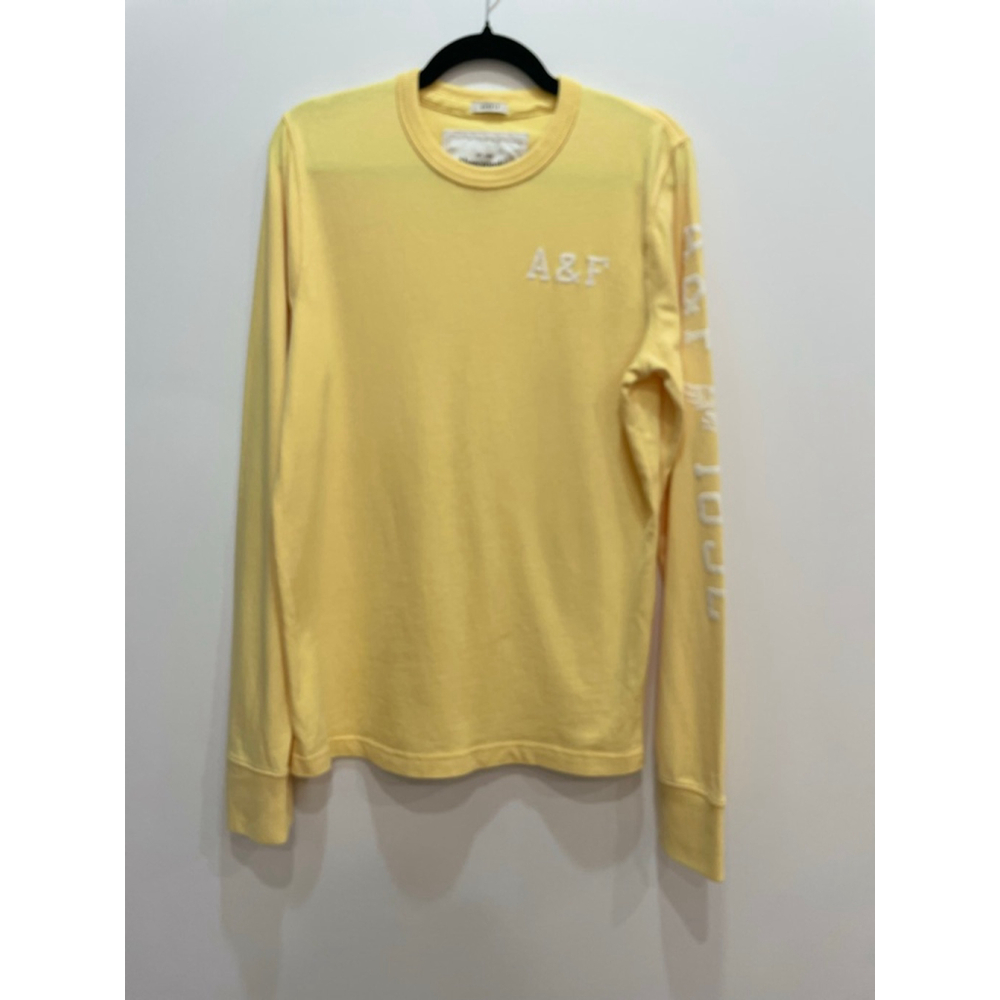 Abercrombie & Fitch Muscle Long Sleeve Tee M Yellow Spell Out Y2K Preppy
